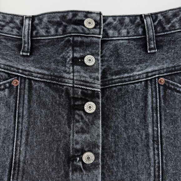 Abercrombie & Fitch Natural Rise Black Denim Skirt Button Front Size 28 / 6 - Picture 3 of 7